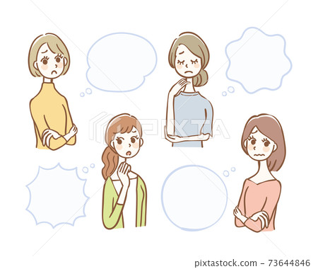 A set of worried women and balloons 73644846