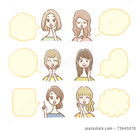 A set of talking women and balloons 73645078