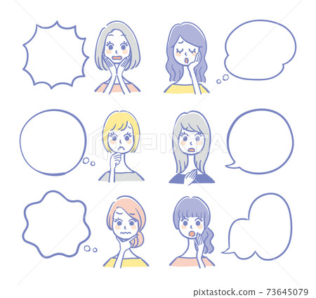 A set of worried women and balloons 73645079