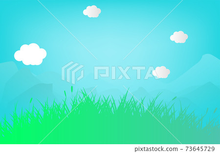 Blue sky and meadow background copy space material 73645729