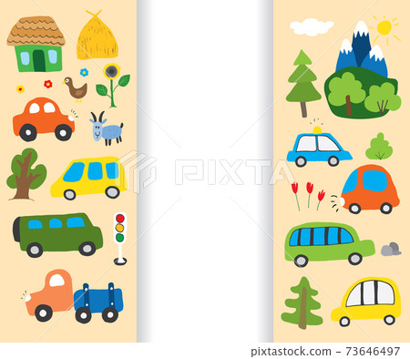 Cars Cartoon Set. Cute transport Doodles collection, vector illustration 73646497