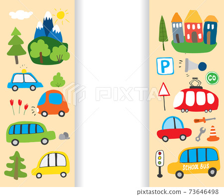 Cars Cartoon Set. Cute transport Doodles collection, vector illustration 73646498