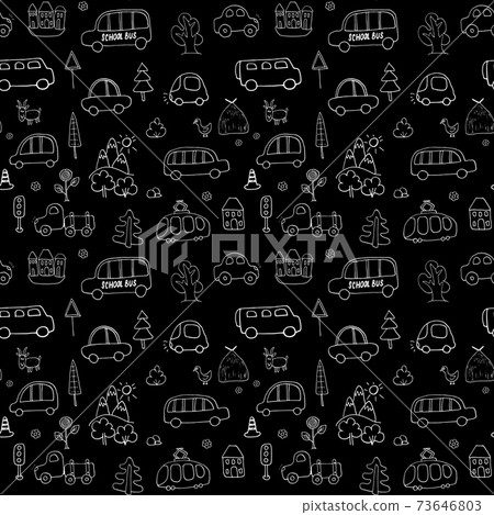 Cute Cars Seamless Pattern, Cartoon transportation Doodles Background, vector Illustration Cute Cars Seamless Pattern, Cartoon transportation Doodles Background, vector Illustration 73646803