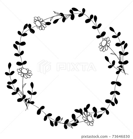 自然手繪線描花圈 自然手繪線描花圈 73646830