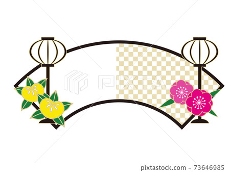 扇形日式框架桃花和橘 73646985