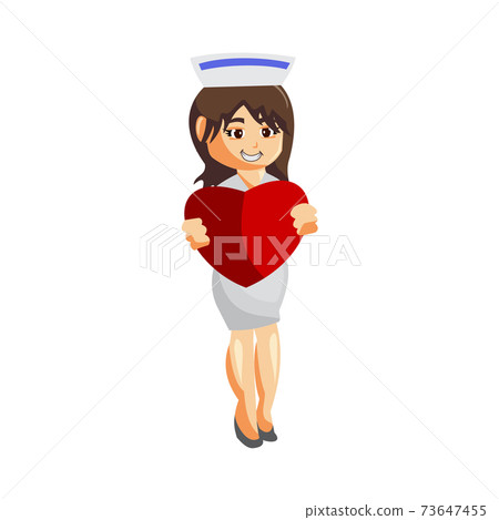 Nurse Woman hospital character clothes healthcare mascot Hold Love Sign Nurse Woman hospital character clothes healthcare mascot Hold Love Sign 73647455