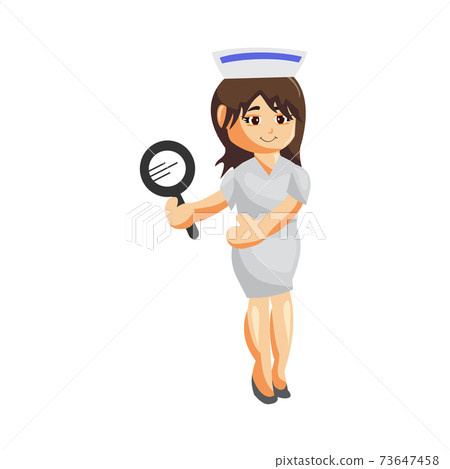 Nurse Woman hospital character clothes healthcare mascot Hold Magnifying Nurse Woman hospital character clothes healthcare mascot Hold Magnifying 73647458