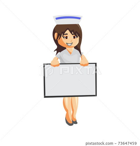 Nurse Woman hospital character clothes healthcare mascot With Blank Board Nurse Woman hospital character clothes healthcare mascot With Blank Board 73647459