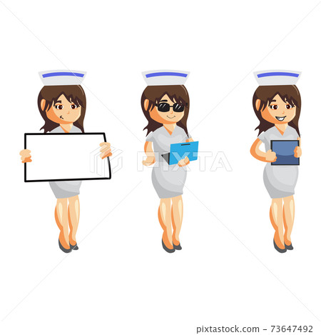 Nurse Woman hospital character clothes healthcare mascot Set 73647492