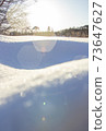 One side of snow shining in the morning sun 73647627