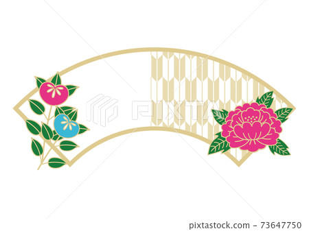 Japanese style fan-shaped frame template Hinamatsuri Japanese style fan-shaped frame template Hinamatsuri 73647750