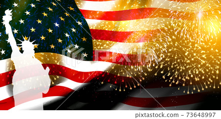 美國國旗自由女神背景 73648997