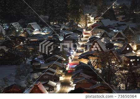 Shirakawa-go in winter when there are no people in Corona, no light up Shirakawa-go in winter when there are no people in Corona, no light up 73650364