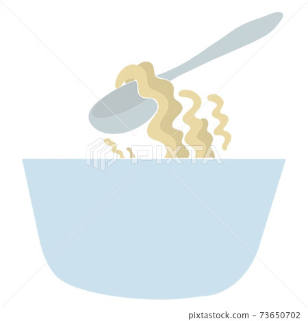 blue bowl with instant chinese noodles and spoon. fast cooking concept. asian food icon. blue bowl with instant chinese noodles and spoon. fast cooking concept. asian food icon. 73650702