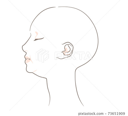 [Hairless / Sideways] A woman with a chubby chin line 73651909