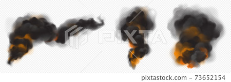 Black smoke clouds with orange backlight from fire Black smoke clouds with orange backlight from fire 73652154