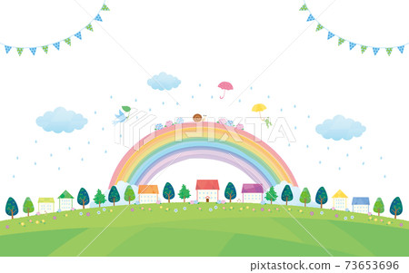 Material-Rainy landscape House image (2021) White background 1 73653696