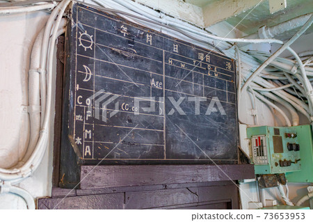 Blackboard inside the first Antarctic observation ship Soya Bridge Blackboard inside the first Antarctic observation ship Soya Bridge 73653953