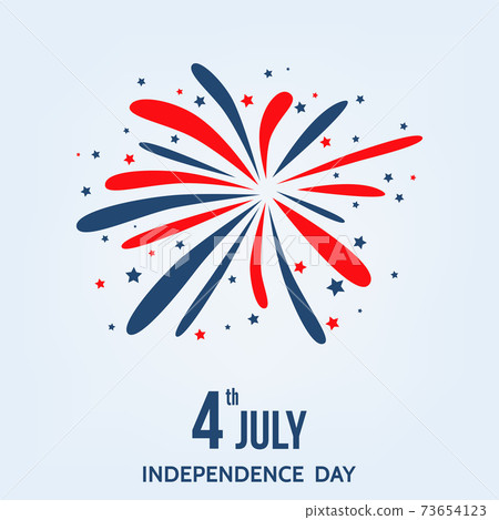 Happy Independence Day of the USA card with firework. Happy Independence Day of the USA card with firework. 73654123