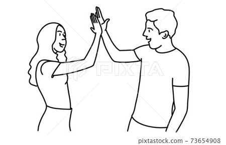 Hand Gesture of Two People Giving Each Other High Five in Sketch Style  Isolated on White Background. Stock Vector - Illustration of isolated,  group: 117553868