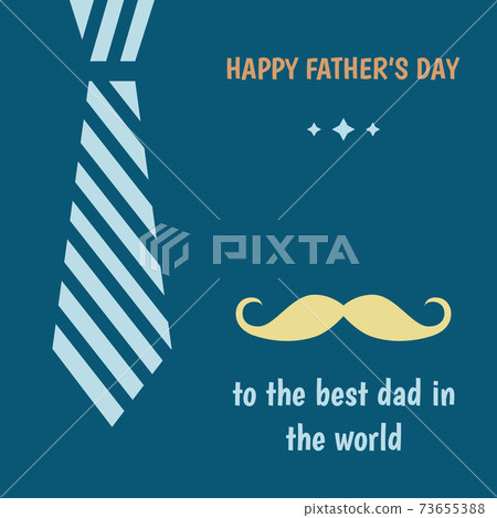 Fathers Day greeting card with tie on blue  background. 73655388