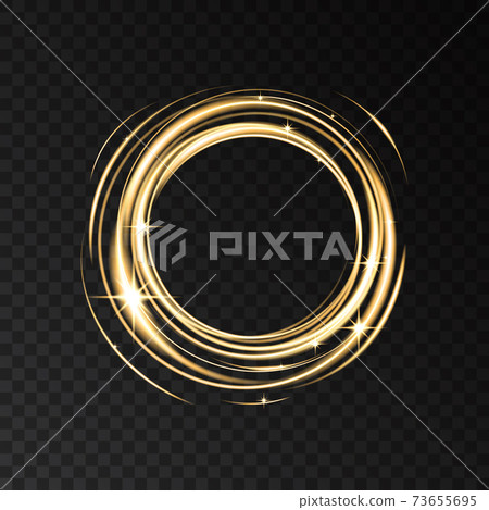 Gold neon circle lights effect with sparkles. 73655695