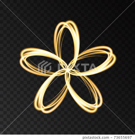 Gold neon abstract  flower  isolated on black  background. 73655697