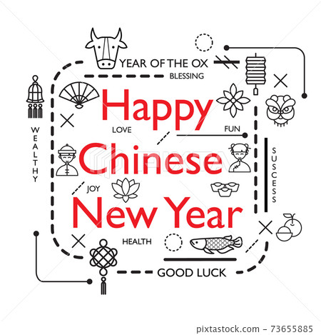 Design Concept Of Word CHINESE NEW YEAR Website Banner. Design Concept Of Word CHINESE NEW YEAR Website Banner. 73655885