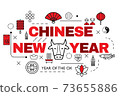 Design Concept Of Word CHINESE NEW YEAR Website Banner. 73655886