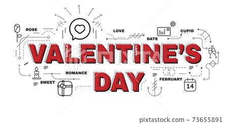 Design Concept Of Word VALENTINE'S DAY Website Banner. Design Concept Of Word VALENTINE'S DAY Website Banner. 73655891