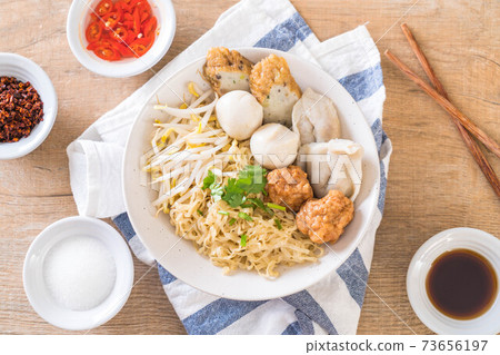 noodles bowl with fish ball noodles bowl with fish ball 73656197