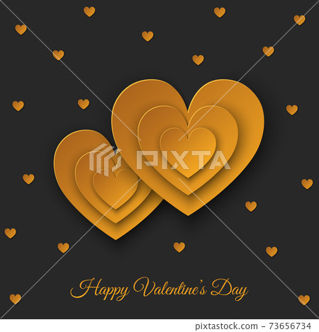 Valentines day black background with golden ... - Stock Illustration ...