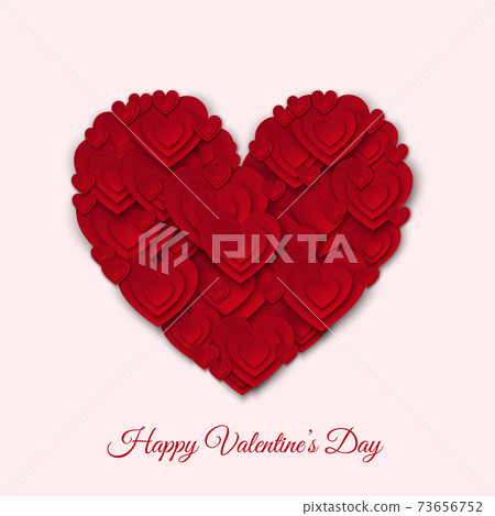 Happy Valentines day card with big red paper... - Stock Illustration ...
