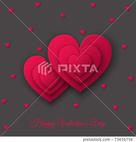 Happy Valentines day card with pink cut paper... - Stock Illustration ...