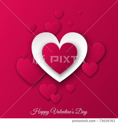 Happy Valentines day background with pink cut... - Stock Illustration ...