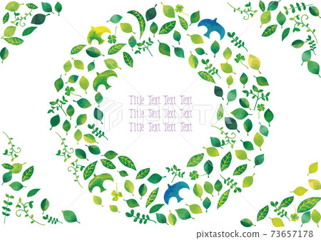 水彩風格的新鮮綠色租賃標題(葉,鳥) 水彩風格的新鮮綠色租賃標題(葉,鳥) 73657178