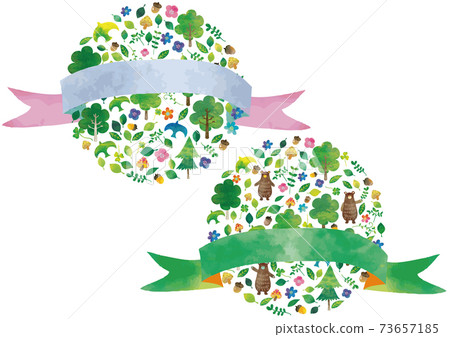 水彩風格的森之久山標題圓形(文本/無背景版本) 水彩風格的森之久山標題圓形(文本/無背景版本) 73657185