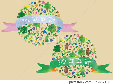 Watercolor style forest bear title round Watercolor style forest bear title round 73657186