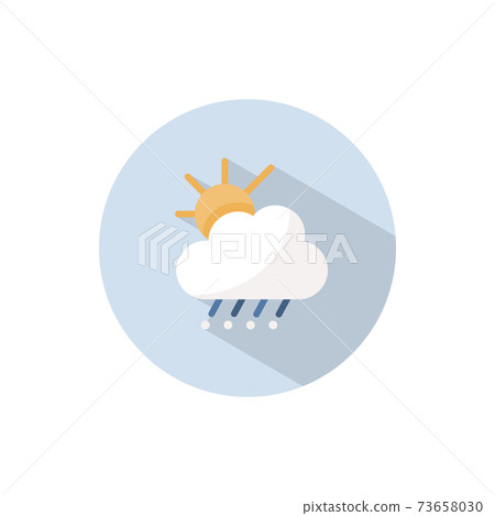 Sleet, cloud and sun. Flat icon on a circle. Weather vector illustration Sleet, cloud and sun. Flat icon on a circle. Weather vector illustration 73658030