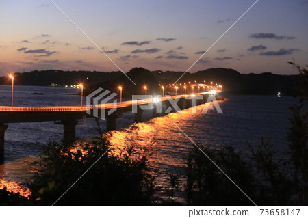 山口角島大橋夜景 照片素材 圖片 圖庫