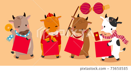 Cartoon cow character set Cartoon cow character set 73658585