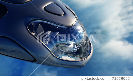 Futuristic sci fi ship flying in the clouds. 3d... - Stock Illustration  [73659003] - PIXTA