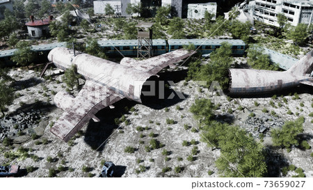 Apocalipse view. Armageddon view. concept. 3d rendering. 73659027