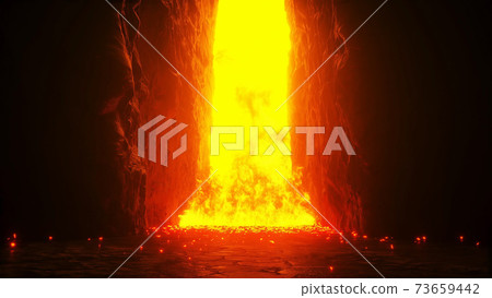 Hell gates. hell fire. Devil portal. Sinner. Religious concept. 3d rendering. Hell gates. hell fire. Devil portal. Sinner. Religious concept. 3d rendering. 73659442