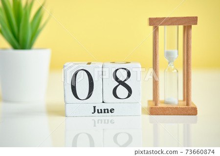 08 eighth june Month Calendar Concept on Wooden Blocks. 73660874