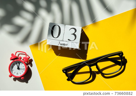 03 third june Month Calendar Concept on Wooden Blocks. 73660882