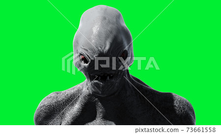 Scary monster isolate on green screen. 3d rendering. 73661558