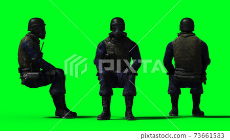 Military soldier isolate on green screen. 3d rendering. Military soldier isolate on green screen. 3d rendering. 73661583
