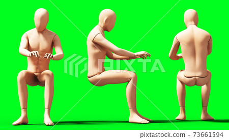 Dummy, mannequin isolate on green screen. 3d rendering. 73661594