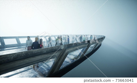 3d people in Sci fi tonnel. Traffic. Concept of future. 3d rendering. 73663041
